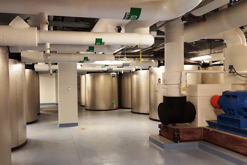 Basement mechanical room is home to a new ice storage system